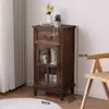 Pequeño mueble de vino estilo americano madera maciza pura vidrio pequeño mueble de té mesa auxiliar retro sala de estar mueble lateral de TV mueble expositor mueble para el hogar