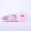 Zapatos de Baile Satinados Rosas para Niñas con Flores Grandes, Hermosos Zapatos de Baile, Lindos Zapatos de Garra de Gato para Actuación en Escenario 8054