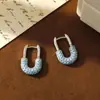 Design de Moda de Luxo Leve com Brincos de Pino Quadrados de Turquesa Microincrustados, Elegantes e de Alto Padrão, Joias de Orelha de Alto Padrão Únicas e Estilosas