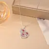 Collar con Colgante Hueco de Zirconia de Colores con Forma de Calabaza Estilo Chino, Cadena para Clavícula de Alta Gama Exquisita de Buena Suerte para Mujeres
