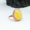 Anillo Jueyu de Plata S925 Incrustado con Ámbar de Cera de Abeja Natural, Ámbar Báltico Transmisión en Vivo Entrega Directa S2042209A