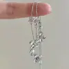 Collar de Hortensia de Doble Cadena Estilo Ins, Diseño Femenino y Dulce de Doble Cadena, Nuevo Collar Elegante de Flor Chinoiserie