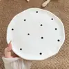 Belleza atemporal - Set de vajilla de cerámica con lunares de alta estética para uso doméstico, tazón para yogur, plato para ensalada, combinación de tazón y plato para una persona