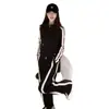 Tejido Elástico de Sarga Imitación Algodón 250g Conjunto Deportivo para Mujer Primavera y Otoño: Conjunto de Dos Piezas: Sudadera Holgada con Capucha y Pantalones de Pierna Ancha