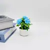 Cinco Rosas de Espuma Vaso de Três Pernas Pequeno Bonsai Presente de Dia dos Namorados Decorações de Flores Artificiais e Plantas Verdes em Vasos para Mesa de Casa