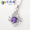 Rápido mano TikTok en línea Rojo Vivo suministro collar de plata ocho corazones y ocho flechas alta imitación color D moissanita Trébol colgante femenino