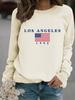 Europa y Estados Unidos otoño e invierno transfronterizo casual manga larga cuello redondo LOSANGELES estampado sudadera suéter al por mayor