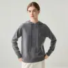 Suéter de Cashmere com Capuz para Bebê Estilo Simples para Mulheres Pulôver Tricô Cordão com Capuz Camada Base Casual de Tricô Solto Moletom