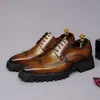 Nuevos Zapatos de Cuero de Vaca Brogue, Zapatos Casuales Profesionales Derby de Cuero Genuino para Hombre, Zapatos de Moda para Hombre con Suela Gruesa que Aumentan la Altura