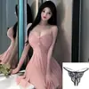Nova lingerie sexy sexy de tule transparente pura quer ver através tentação alça fofa camisola feminina 8066