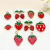 Goteo de Aceite Fruta Roja Doble Colgante Estéreo Cereza Fresa Aleación de Zinc Colgante Pulsera DIY Llavero Accesorios de Joyería