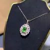 Colar Cor Tesouro Diário Simples Versátil com Microincrustação de Diamante Safira Natural Pedra Principal 4x5mm