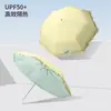 Paraguas coreano fresco y sencillo de encaje con mango pequeño curvo, plegable, doble uso para sol y lluvia, con revestimiento de color, paraguas de protección solar