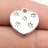 18x18mm 2.7g Color Plata Antigua Patrón de Estrella de Seis Puntas Colgante de Corazón Material para Joyería DIY Retro