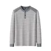 Sudadera Henley de mezcla de lana para hombre con forro polar, nueva colección otoño/invierno 2026, camiseta térmica de manga larga a rayas