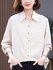 Camisa feminina de manga comprida 2024 Nova primavera e outono Moda de alta qualidade Sense Redução de idade Estilo ocidental Jaqueta casual fina de meia-idade