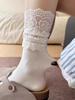 Calcetines largos hasta la rodilla de primavera y verano, nuevos calcetines Lolita de encaje blanco y negro, calcetines japoneses JK para pantorrilla, venta al por mayor 1813