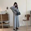 Tamanho Plus Estilo Preguiçoso Casual Conjunto Feminino Elegante Retrô Top Duas Peças Inverno Novo Estilo Saia Grossa
