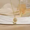 Colar para Mulheres, Flor de Zircônia Bauhinia Giratória da Moda Nicho Moda Novo Design Pingente Titânio Aço Colar de Temperamento