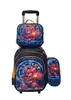 Mochila Escolar de Cuero 3D de Arrastre Juego de Tres Piezas Mochila de Arrastre Infantil de Dibujos Animados Bolsa de Almuerzo Venta Directa de Fábrica