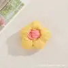Accesorios de flor de pompón de hilo de color macarrón, pinzas para el pelo, broches y flores decorativas hechas a mano de ganchillo tridimensional para ropa