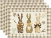 2025 Mantel Individual de Pascua de Venta Caliente Transfronterizo Tela Lino Estampado Huevo Conejo Mantel Vajilla Aislamiento Térmico