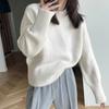 Suéter Minimalista de Cuello Alto Medio de Alta Calidad para Mujer Otoño Nuevo Holgado Ropa Exterior Estilo Japonés Estilo Perezoso Suéter para Fondo