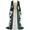 S-5XL Tallas Grandes Europeas y Americanas para Mujer Vestido Medieval de Tirantes de Terciopelo Dorado Largo para Escenario Retro Largo