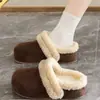 Botas de Nieve de Suela Gruesa para Aumentar la Altura, Zapatillas de Piel Abiertas por la Mitad Bidireccionales para Mujer, Calzado de Invierno Nuevo 2026 con Forro de Terciopelo, Zapatos de Algodón tipo Birkenstock
