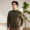 Suéter de Cachemira 100% Cachemira Pura de Cabra Otoño/Invierno Nuevo para Hombre Casual de Color Sólido Cuello Alto Medio Jersey de Punto Cálido