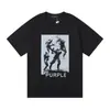 Comércio Exterior Marca da Moda Marca Roxa Logo Clássico de Letras Estampado Manga Curta Névoa Rua Americana Marca da Moda Camiseta