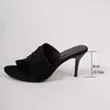 43 Zapatillas de Tacón Alto Plisadas Talla Grande 2026 Nuevo Estilo de Verano Calzado de Exterior Sandalias de Tacón de Aguja de Gamuza sin Cierre para Mujer