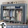 Guarda-roupa simples com juntas de liga de alumínio para uso doméstico, quarto, moradia alugada, guarda-roupa de tecido montado com tubos de aço espessados e reforçados para dormitórios
