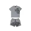 Estilo Europeo y Americano Calle Hip Hop Hombres y Mujeres Estampado de Letras Holgado Manga Corta Top Conjunto de Ropa Deportiva Casual Tendencia de Verano Hombres