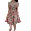 Vestido Elegante de Tirantes Finos Florales de Cintura Alta Adelgazante para Mujer, Verano 2026 Estilo Francés Petite Nuevo Vestido Corto de Línea A