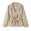 ZA comércio exterior transfronteiriço moda feminina item quente 2026 outono e inverno novo moda europeia e americana elegante sobretudo com cinto