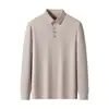 Transmissão ao vivo mais vendido camisa polo masculina de manga comprida outono novo estilo moda casual cor sólida gola lapela manga comprida camiseta top masculino