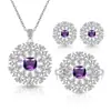 Bestseller transfronterizo de transmisión en vivo europea y americana: Pendientes, anillos, collares y conjuntos de joyería de piedras preciosas de colores con incrustaciones de circonita y diamantes completos