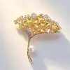 Broche Colorido de Hoja de Ginkgo de Cristal de Temporada, Accesorio para Traje y Vestido, Broche Exquisito Brillante en Stock
