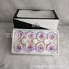 Flores Preservadas 4-5cm Rosas de Gradiente Colorido Caja de Dos Tonos Flores Personalizadas al por Mayor Deslumbrantes