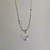 Colar com Pingente de Pônei de Zircônia para Mulheres, Simples e Único, Versátil e Estiloso, Gargantilha Clavicular com Emenda de Pérola