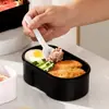 Lonchera rectangular portátil estilo japonés de PP de grado alimenticio, adecuada para estudiantes y trabajadores de oficina, y apta para microondas.