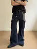 Pantalones de trabajo nuevos de estilo retro americano para primavera y otoño con retazos plisados, diseño holgado de pierna ancha, pantalones largos versátiles con múltiples bolsillos para hombres y mujeres