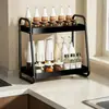 Estante de Especias Altamente Atractivo para Encimera de Cocina del Hogar, Estante de Almacenamiento Multifuncional de Doble Capa para Frascos de Especias, Aceite, Sal, Salsa y Vinagre