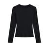 283-25 Primavera Nuevo Estilo Europeo y Americano Spice Girls Sexy Deseo Puro Elástico Ajustado Cuello Redondo Manga Larga Top Base Camiseta
