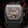 Reloj Alemán Bugatti Bonest Gatti Marca Reloj Mecánico Totalmente Automático Tipo Barril de Fibra de Carbono para Hombre