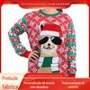 Tricô Vermelho de Natal Personalizado Gola Redonda Tricô Solto Tricô Jacquard Vermelho Europeu e Americano Tricô Personalizado