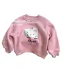Sudadera de felpa con estampado de dibujos animados para niñas, un nuevo y elegante top de otoño/invierno para bebés