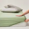 Estilo Hotelero~Sábana Bajera de Algodón Puro de 100 Hilos, Protector de Colchón Sencillo de Color Sólido, Cubierta de Cama a Prueba de Polvo de Cobertura Total