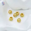 Cuentas Cilíndricas de Zirconia Microincrustada Chapadas en Oro de 18 Quilates que Conservan el Color, Agujero Pasante Pulsera de Cristal de Cintura Delgada Cuentas Espaciadoras para DIY Venta al por Mayor